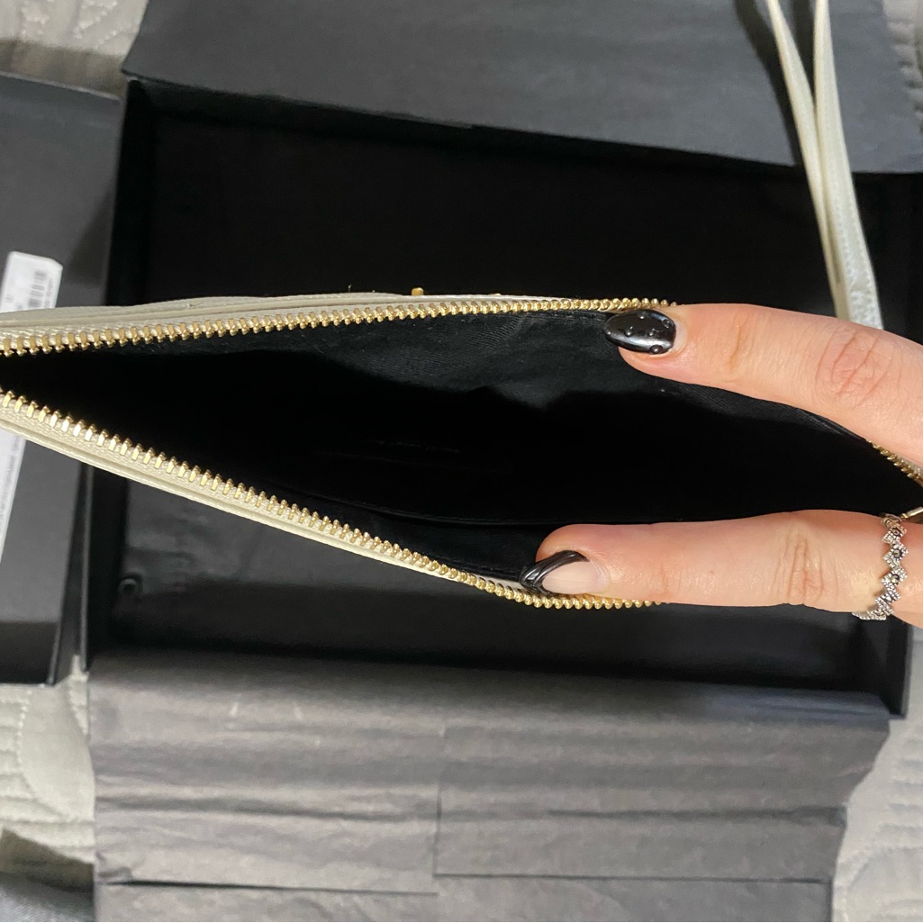 Cream Ysl Wristlet Clutch